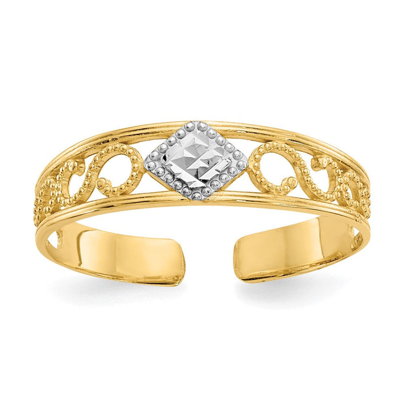 14K Gelb & Rhodium Diamantiert Zehenring
