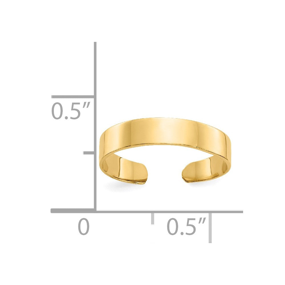 14K Gelbgold Verstellbar Poliert Ring Zehenring