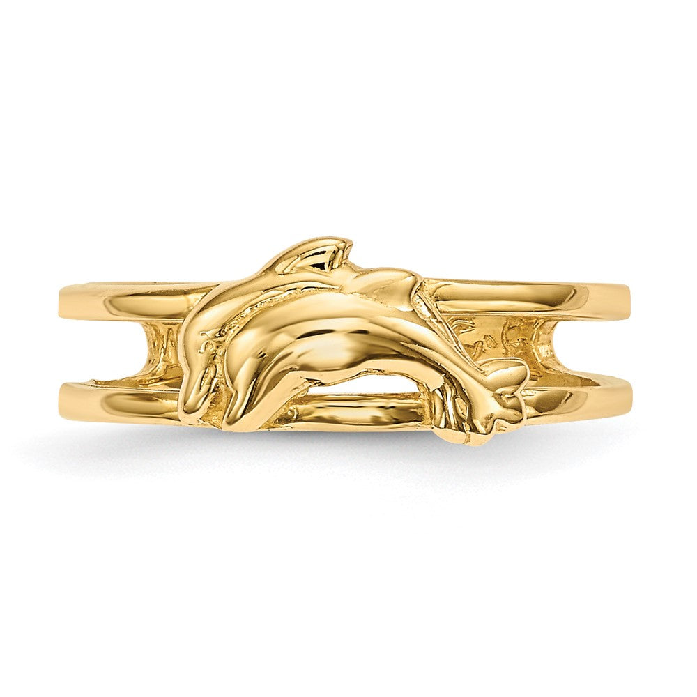 14K Gelbgold Zehenring mit Delfinen