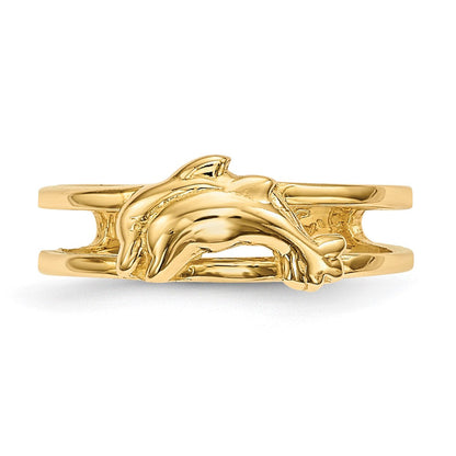 14K Gelbgold Zehenring mit Delfinen