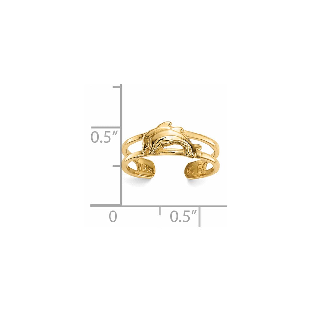 14K Gelbgold Zehenring mit Delfinen