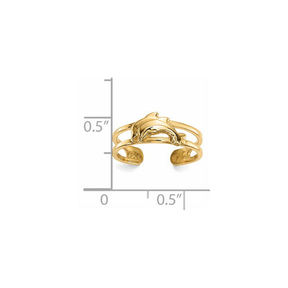 14K Gelbgold Zehenring mit Delfinen