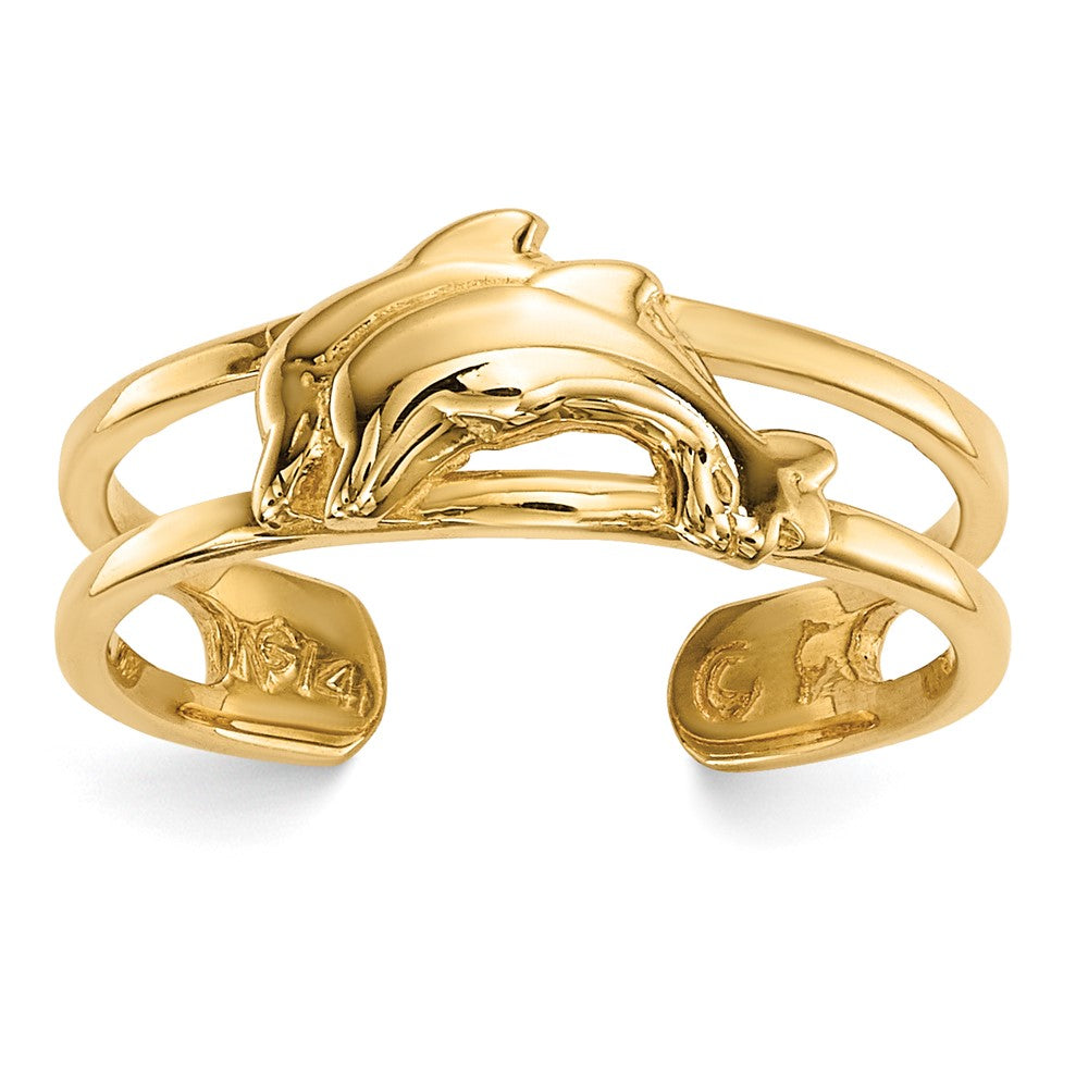 14K Gelbgold Zehenring mit Delfinen