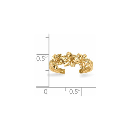 14K Gelbgold Poliert Blumen Zehenring