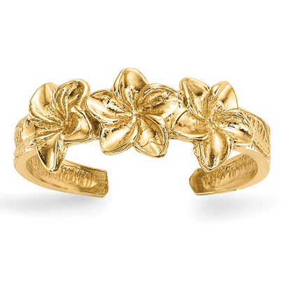 14K Gelbgold Poliert Blumen Zehenring