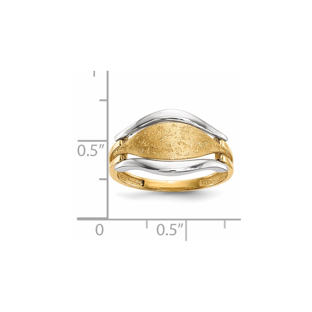 14K Bicolor-Gold Ring, poliert & texturiert