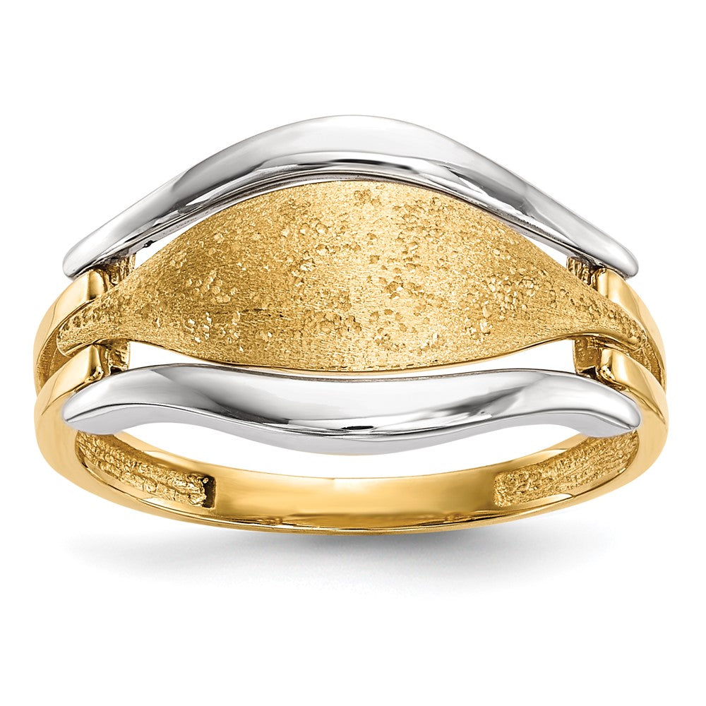 14K Bicolor-Gold Ring, poliert & texturiert