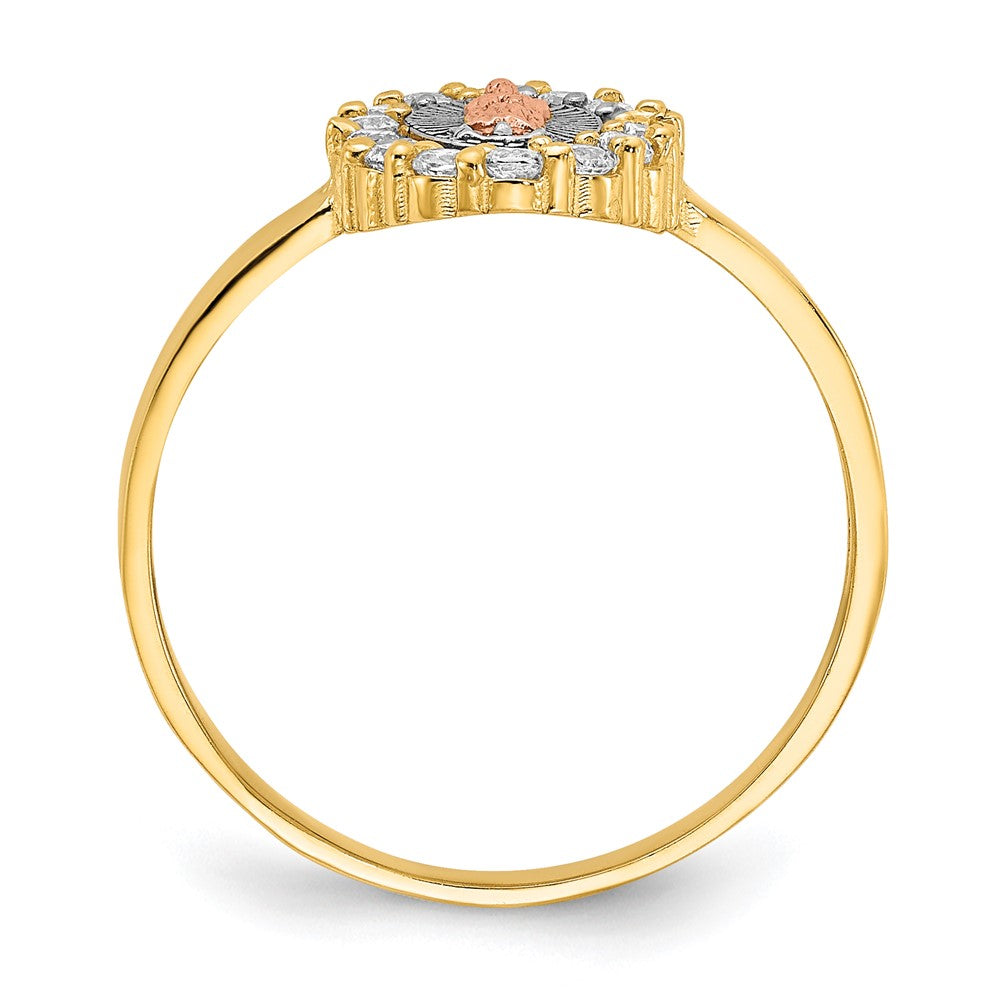 14K Bicolor Weiß Rhodium Zirkonia Damen Of Guadalupe Ring