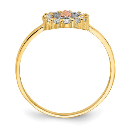 14K Bicolor Weiß Rhodium Zirkonia Damen Of Guadalupe Ring
