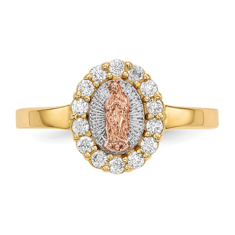 14K Bicolor Weiß Rhodium Zirkonia Damen Of Guadalupe Ring