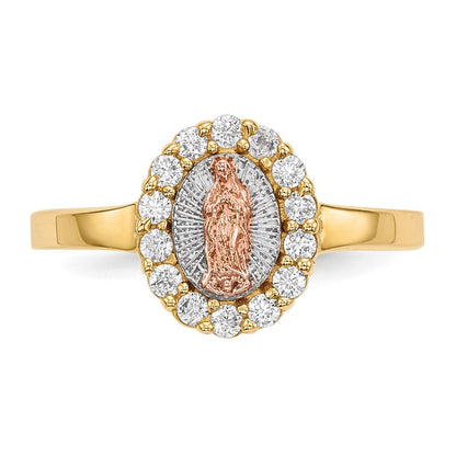 14K Bicolor Weiß Rhodium Zirkonia Damen Of Guadalupe Ring