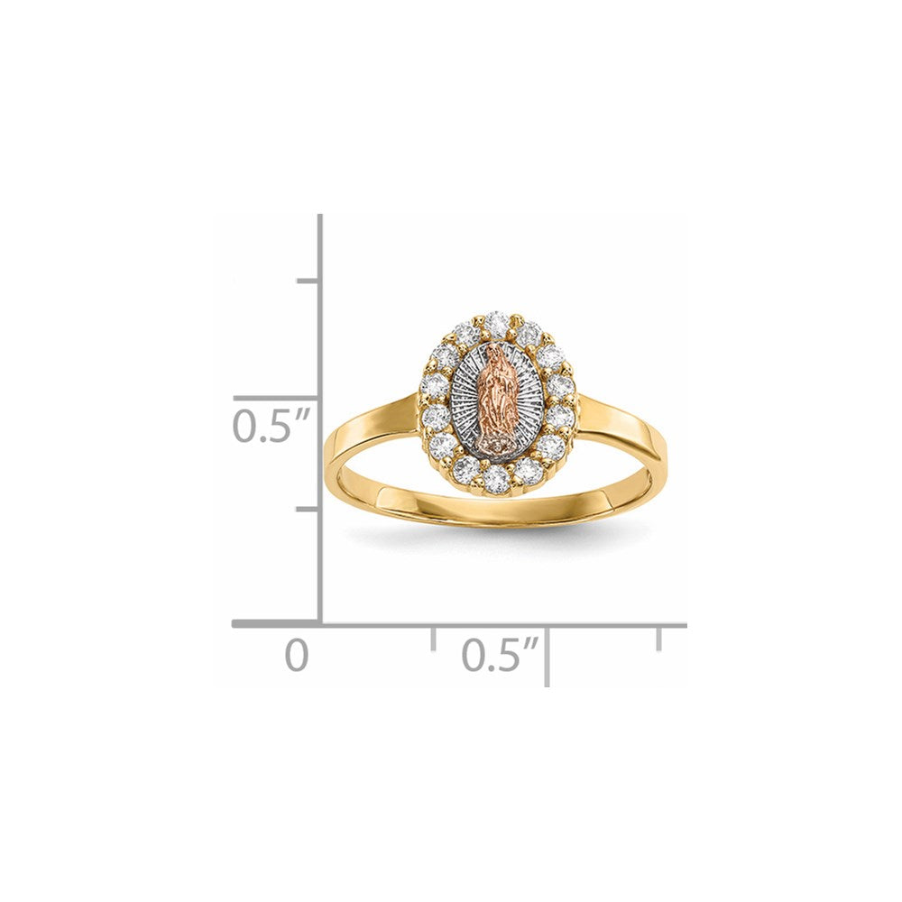 14K Bicolor Weiß Rhodium Zirkonia Damen Of Guadalupe Ring