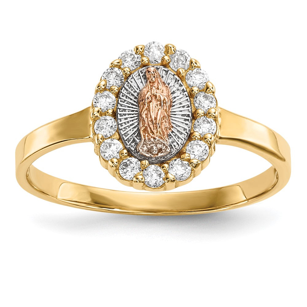 14K Bicolor Weiß Rhodium Zirkonia Damen Of Guadalupe Ring