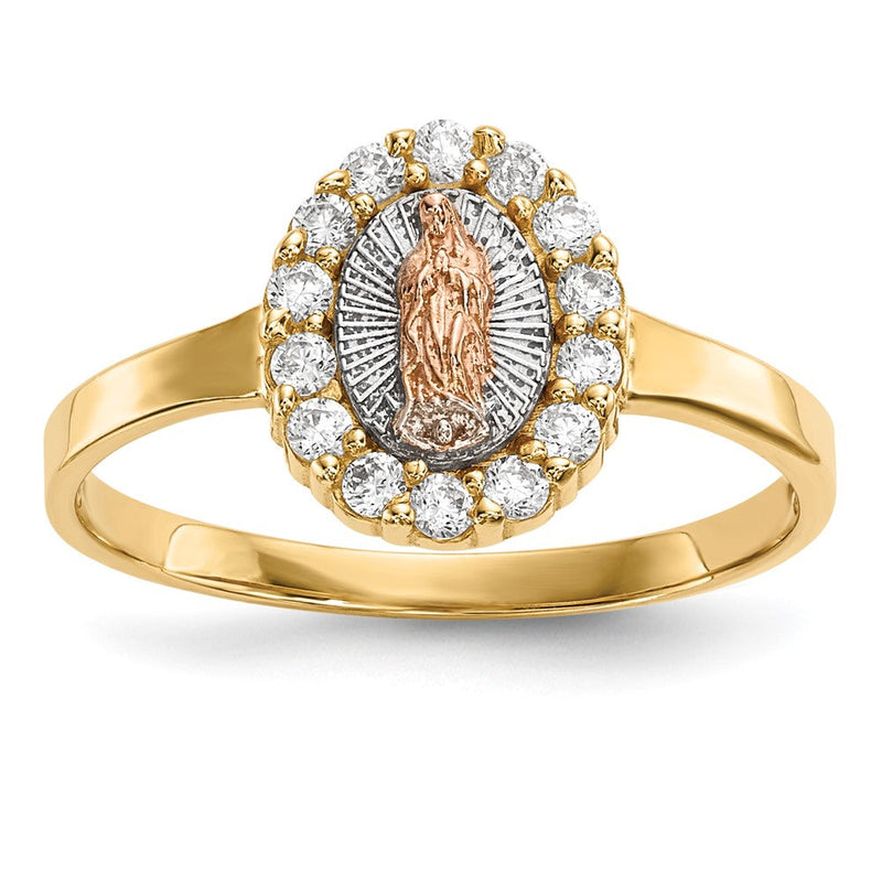 14K Bicolor Weiß Rhodium Zirkonia Damen Of Guadalupe Ring