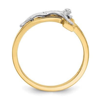 14K Bicolor Gold Kruzifix-Ring, poliert