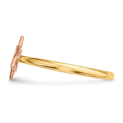 14K Bicolor Gold Sternförmiger Davidstern Ring poliert