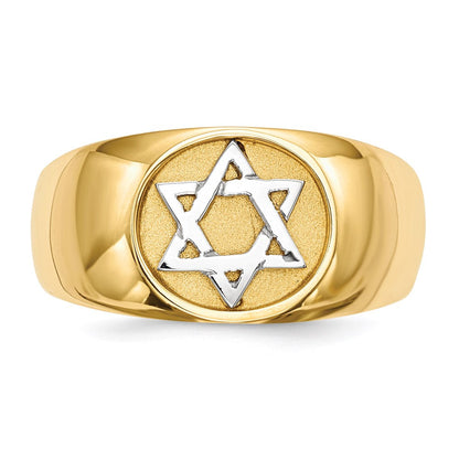 14K Bicolor Gold Polierter Davidstern Ring