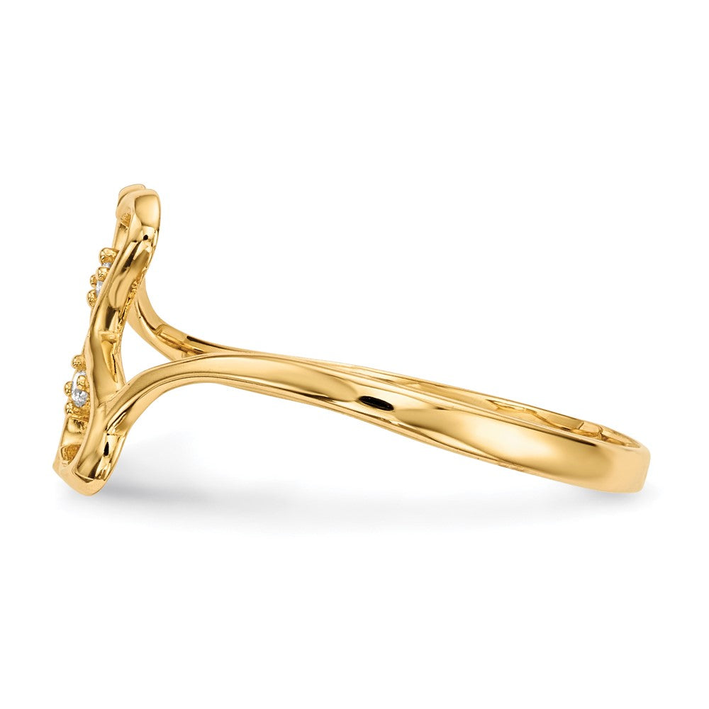 14K Gelbgold Zirkonia Doppelt Herz Ring