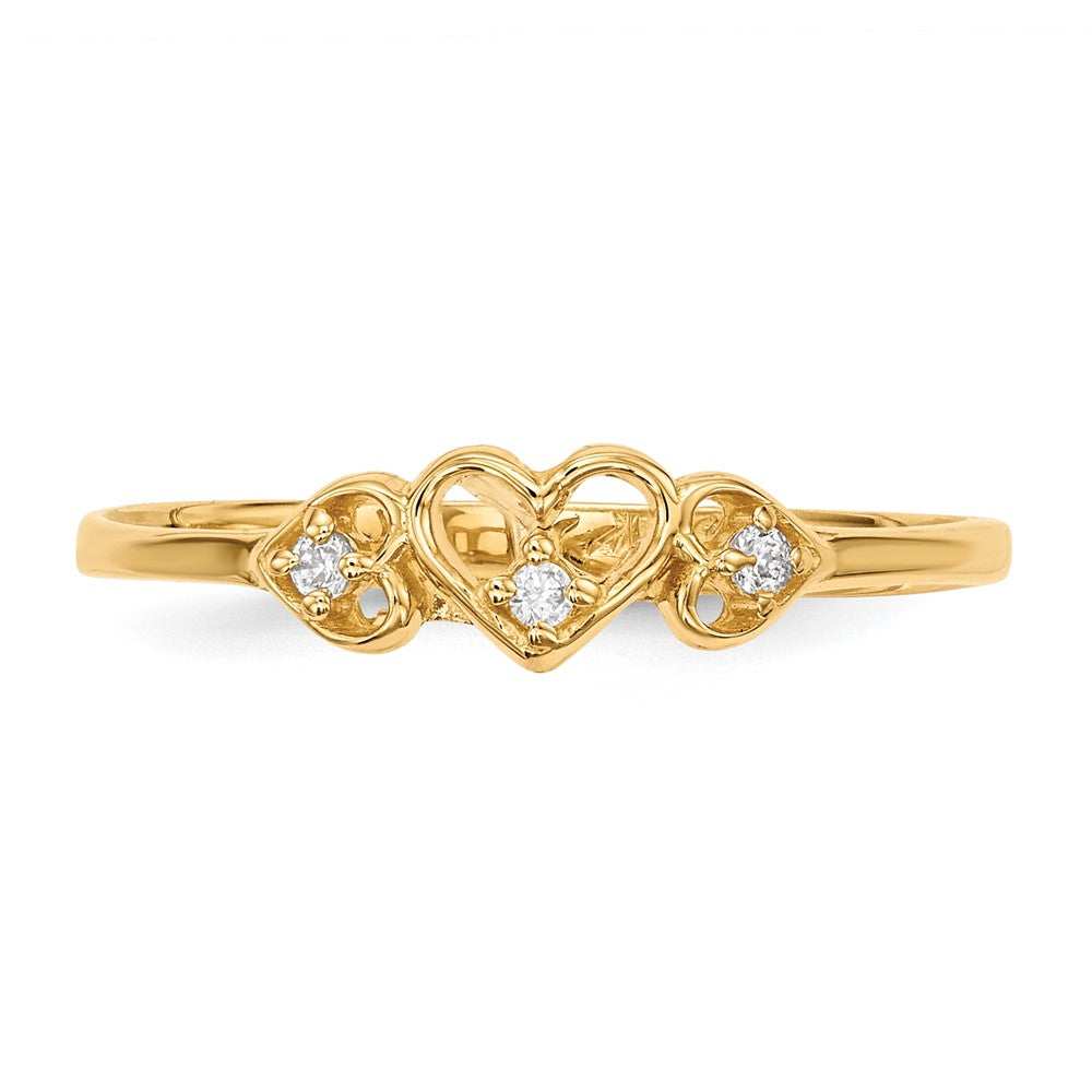 14K Gelbgold Zirkonia 3-hearts Ring