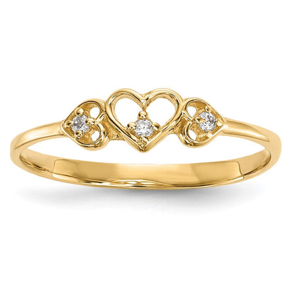 14K Gelbgold Zirkonia 3-hearts Ring