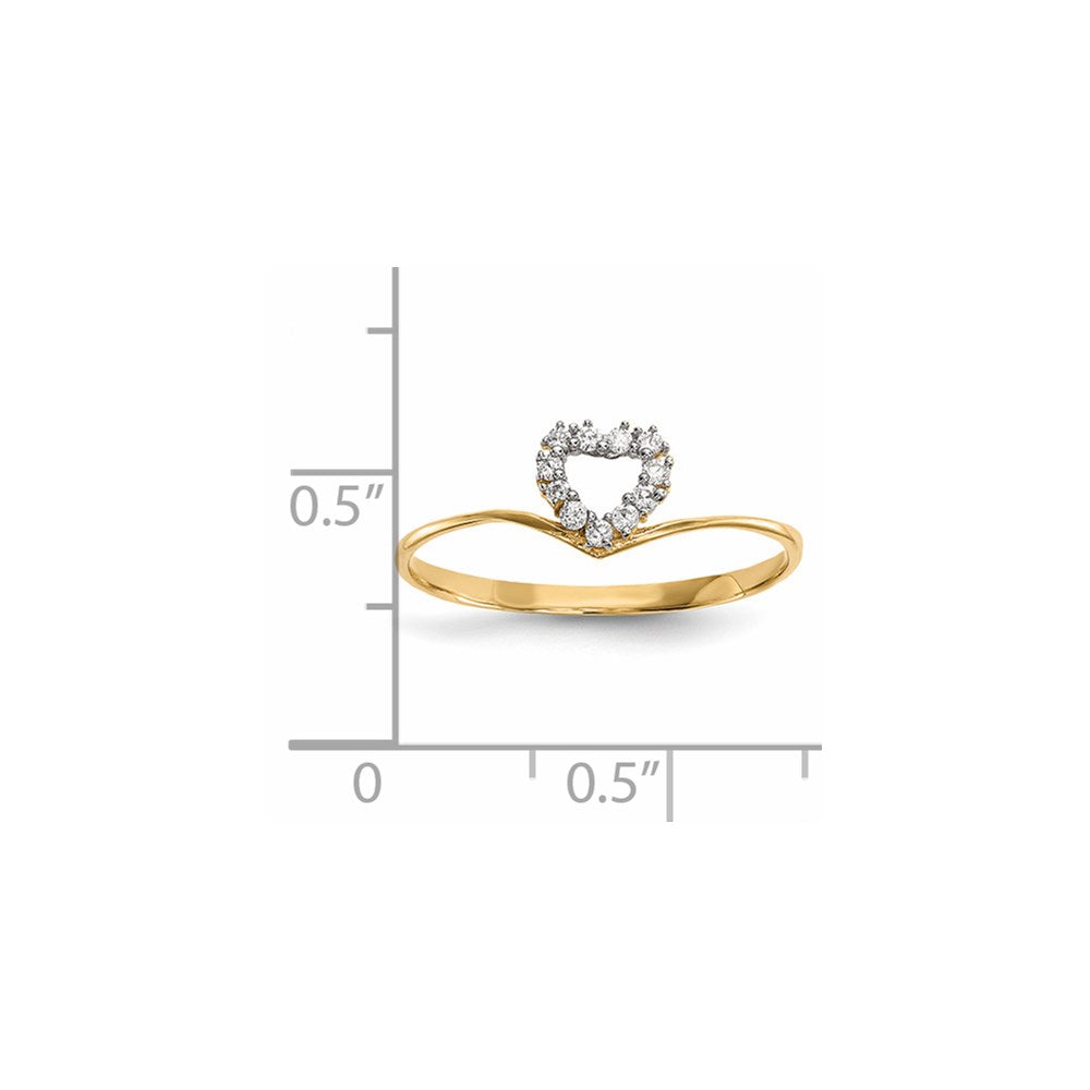 14K Gelbgold Zirkonia Herz Ring (size 7 Nur)