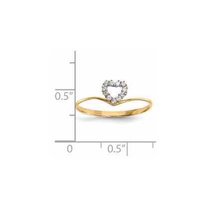 14K Gelbgold Zirkonia Herz Ring (size 7 Nur)