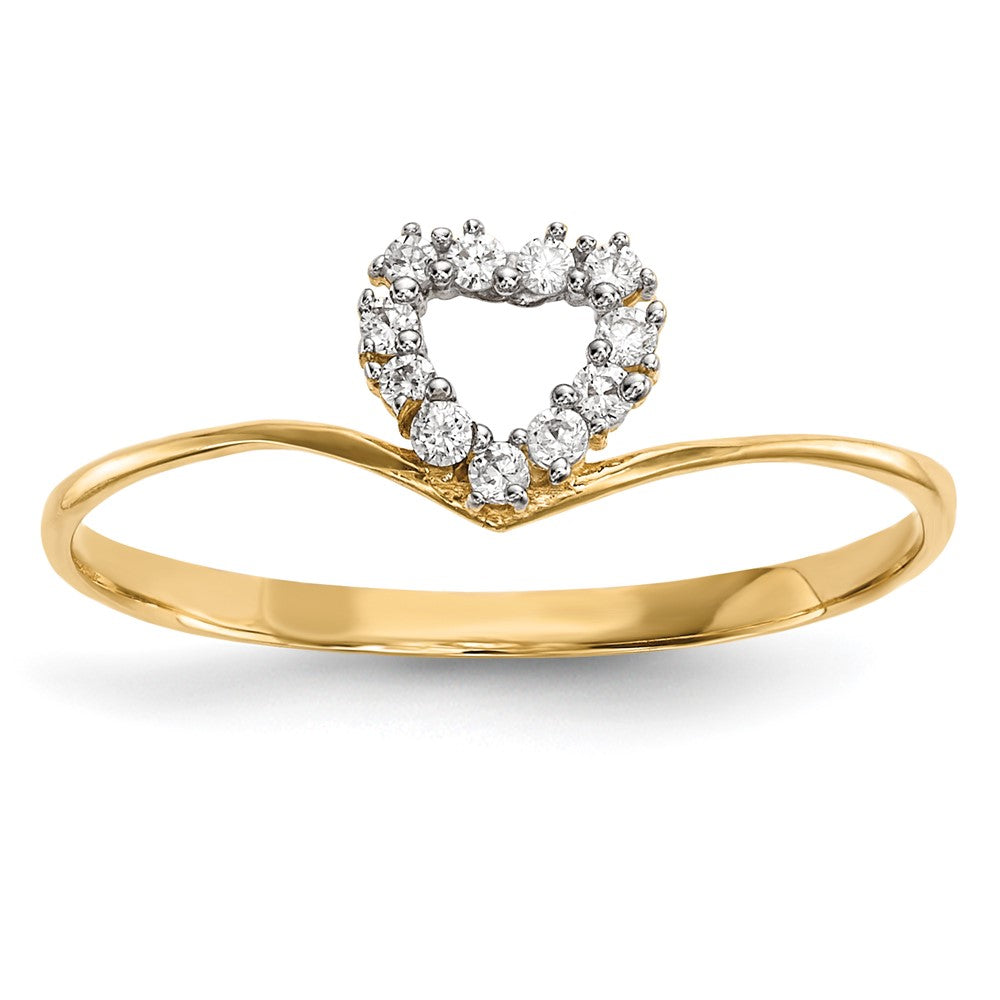 14K Gelbgold Zirkonia Herz Ring (size 7 Nur)