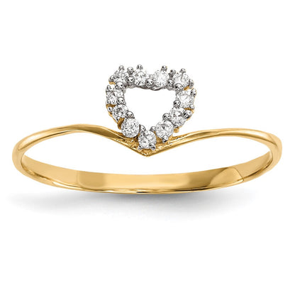 14K Gelbgold Zirkonia Herz Ring (size 7 Nur)