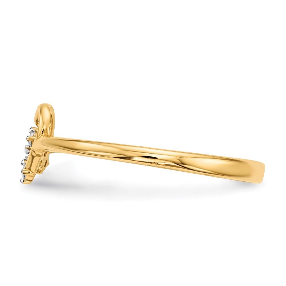 14K Gelbgold Herz-Ring mit Zirkonia-Kreuz
