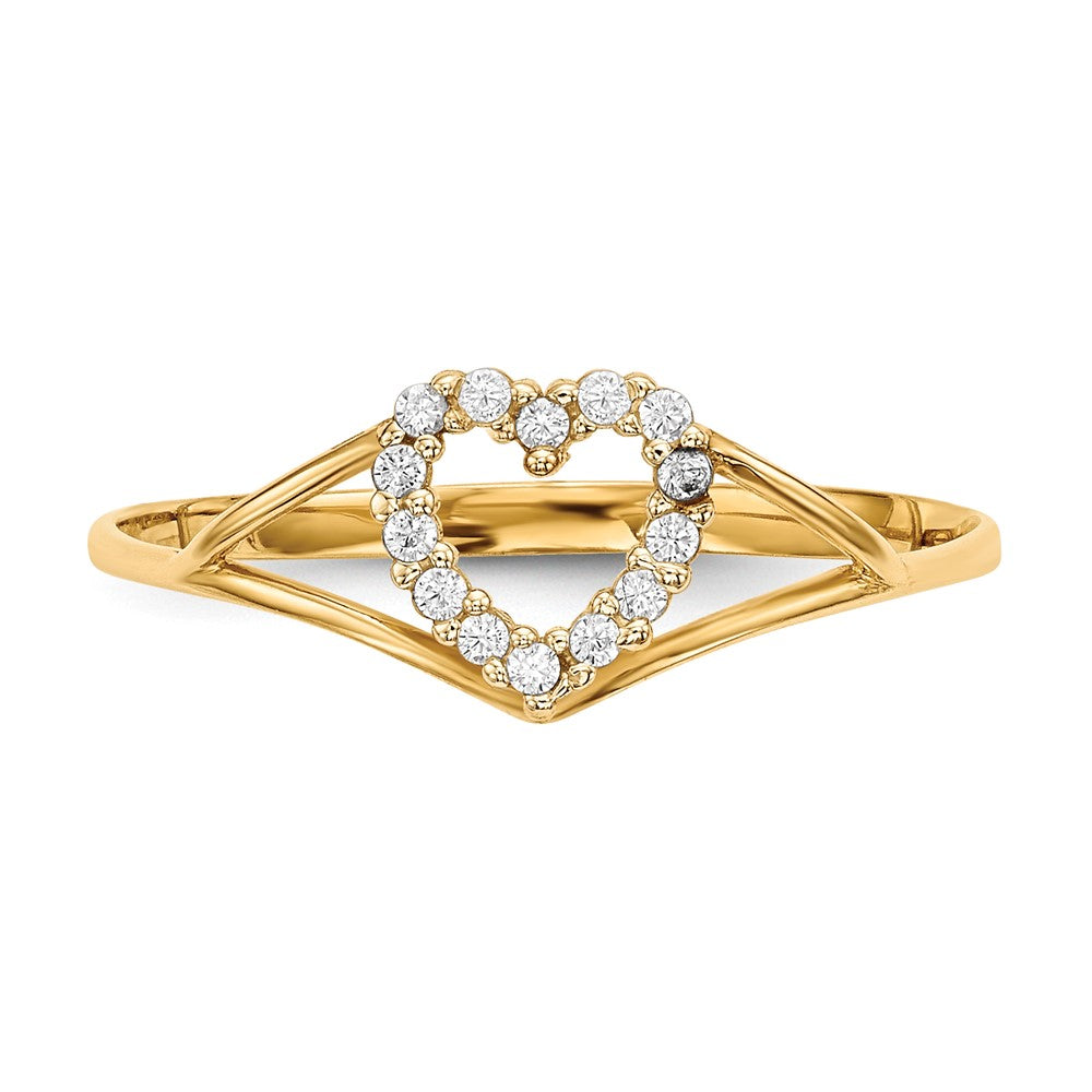 14K Gelbgold Zirkonia Herz Ring