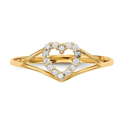 14K Gelbgold Zirkonia Herz Ring