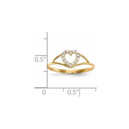 14K Gelbgold Zirkonia Herz Ring