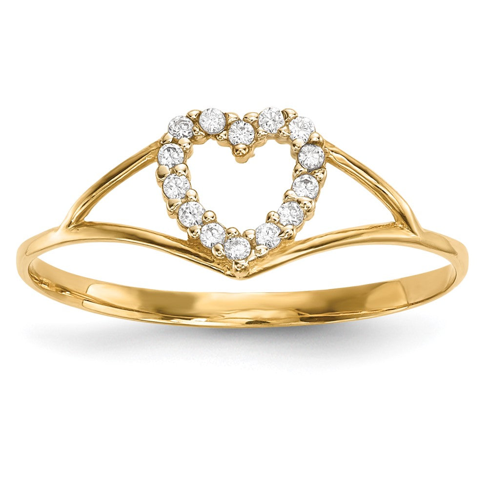 14K Gelbgold Zirkonia Herz Ring