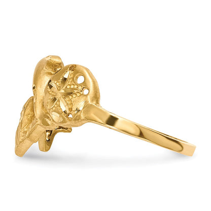 Ring in 14K Gelbgold, poliert und satiniert, diamantgeschliffen, mit Delfin-, Seestern-, Muschel- und Sanddollar-Motiven