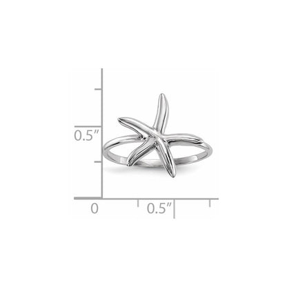 14K Weißgold Ring mit Seestern-Motiv, poliert
