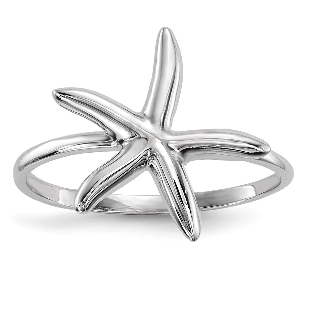14K Weißgold Ring mit Seestern-Motiv, poliert