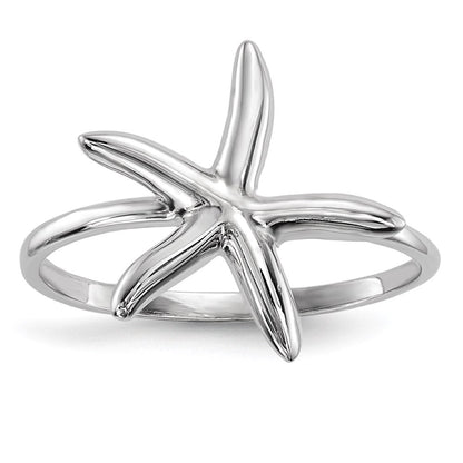 14K Weißgold Ring mit Seestern-Motiv, poliert