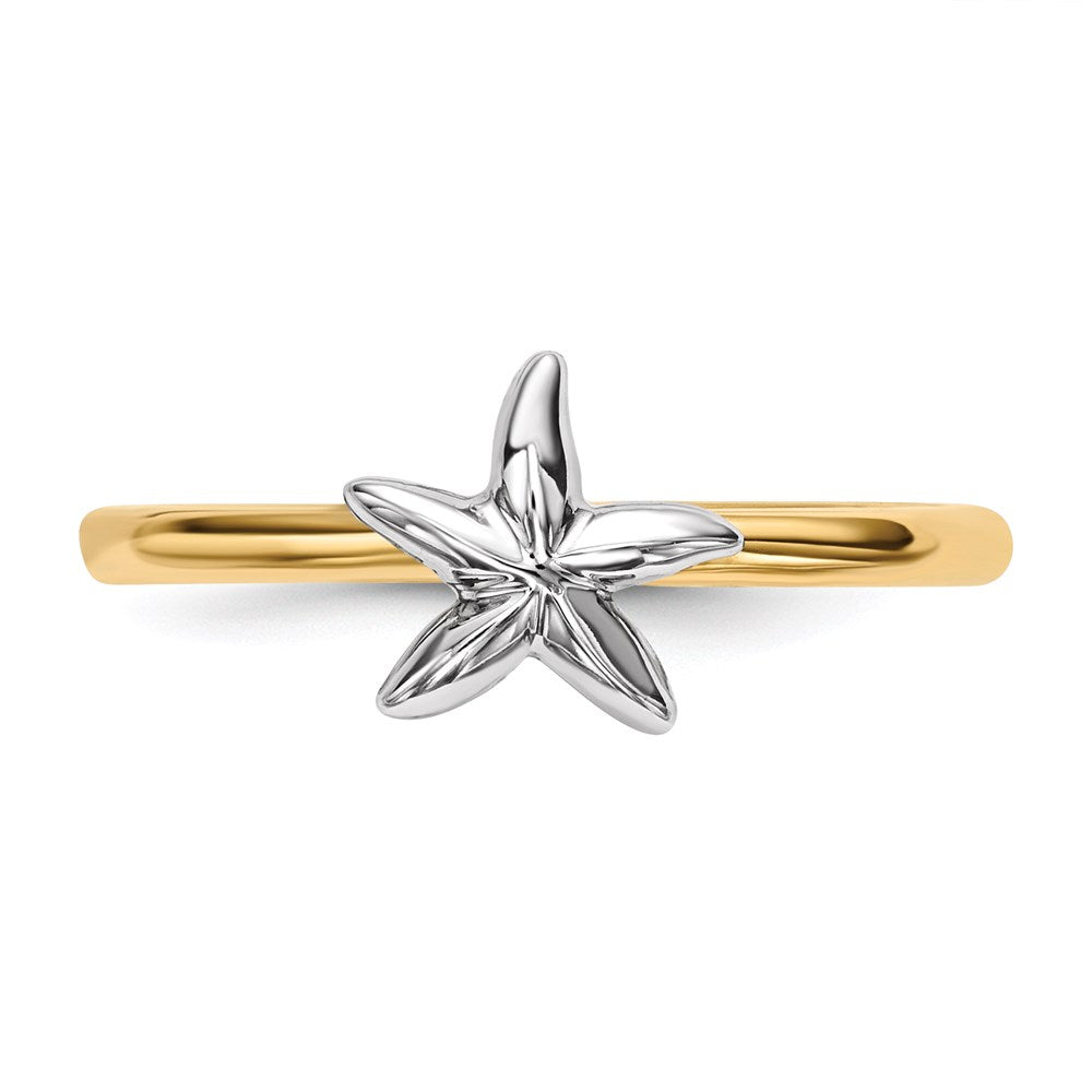 14K Bicolor-Gold Seestern-Ring, poliert
