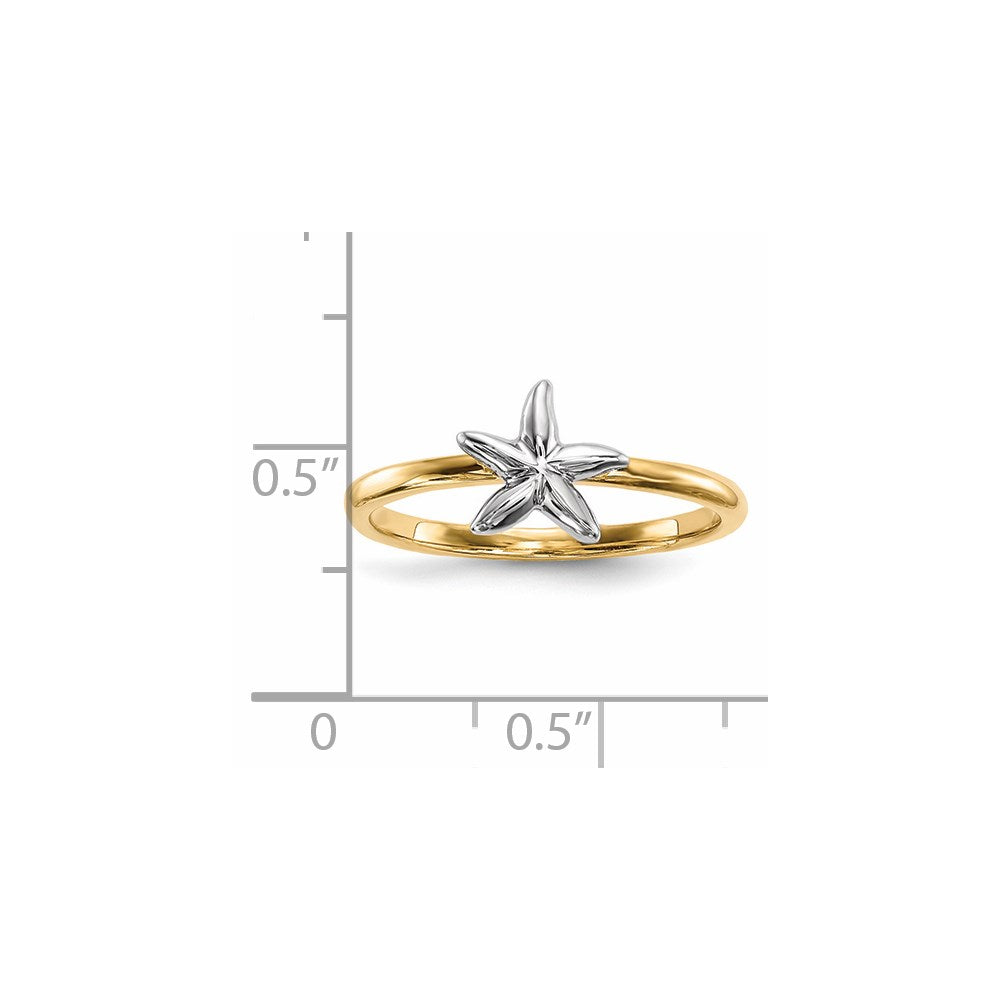 14K Bicolor-Gold Seestern-Ring, poliert