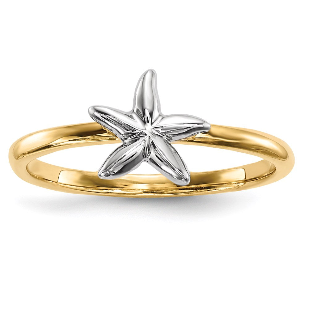 14K Bicolor-Gold Seestern-Ring, poliert