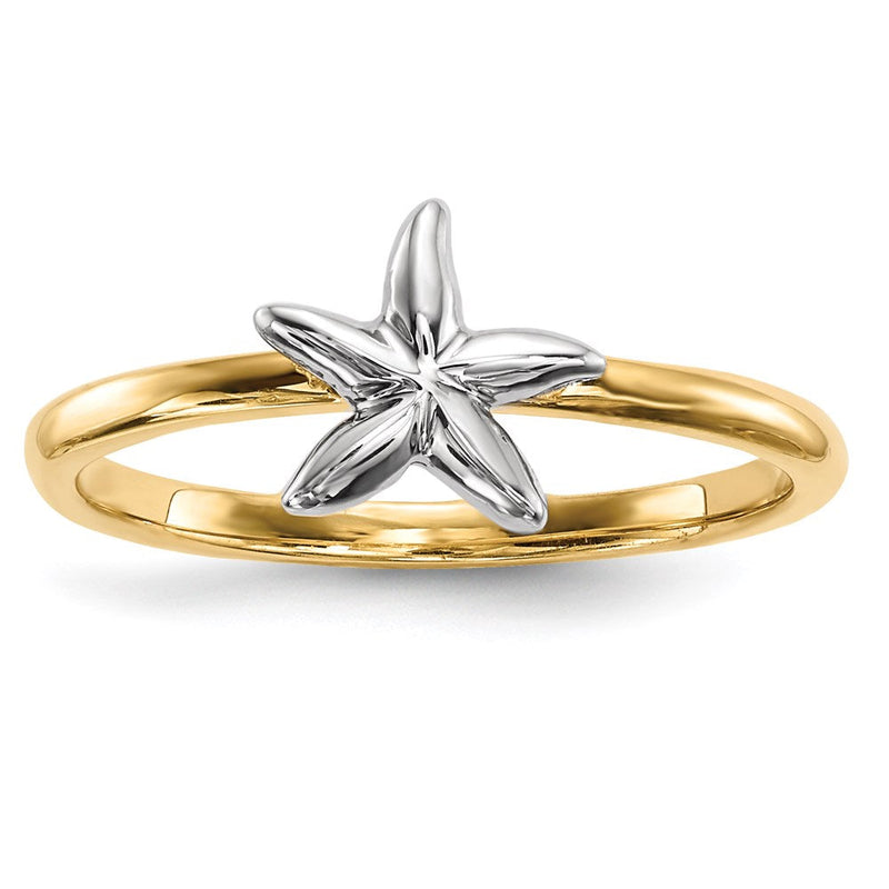 14K Bicolor-Gold Seestern-Ring, poliert