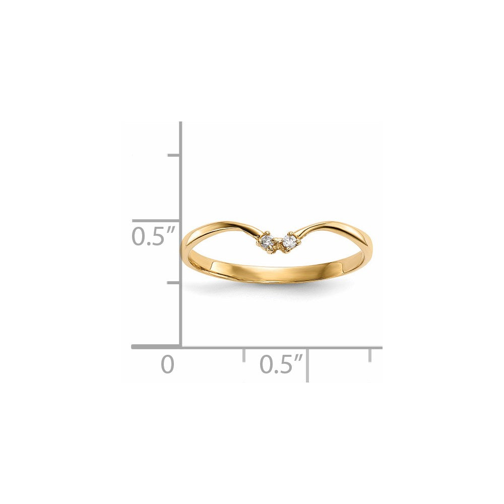 14K Gelbgold 2-stone Zirkonia Wickel Ring