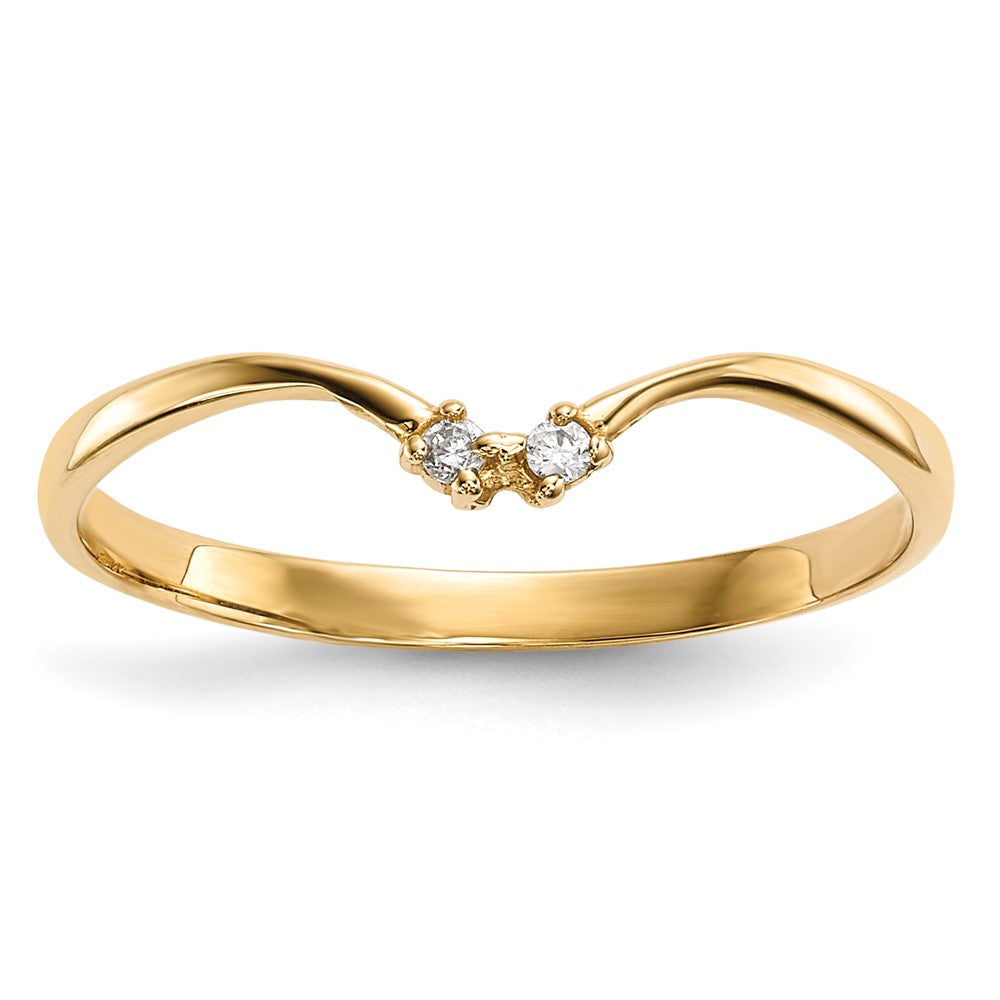 14K Gelbgold 2-stone Zirkonia Wickel Ring