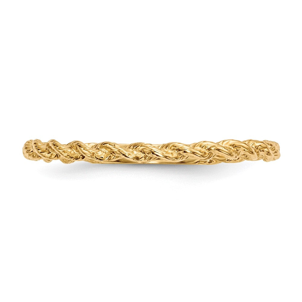 14K Gelbgold Ring mit poliertem gedrehtem Seildesign