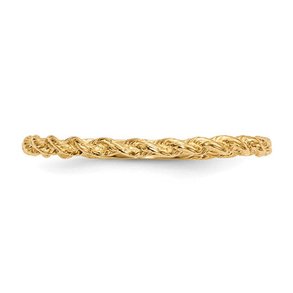 14K Gelbgold Ring mit poliertem gedrehtem Seildesign