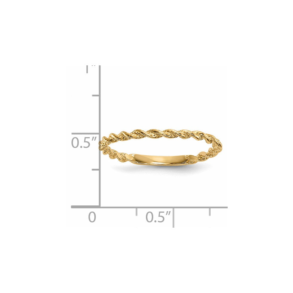 14K Gelbgold Ring mit poliertem gedrehtem Seildesign