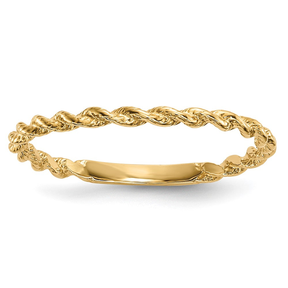 14K Gelbgold Ring mit poliertem gedrehtem Seildesign