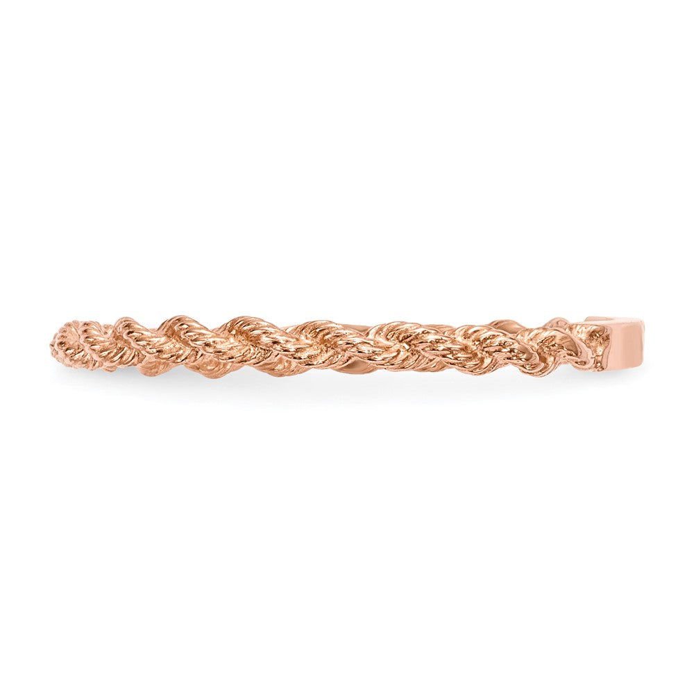 14K Roségold Ring mit poliertem gedrehtem Seil-Design