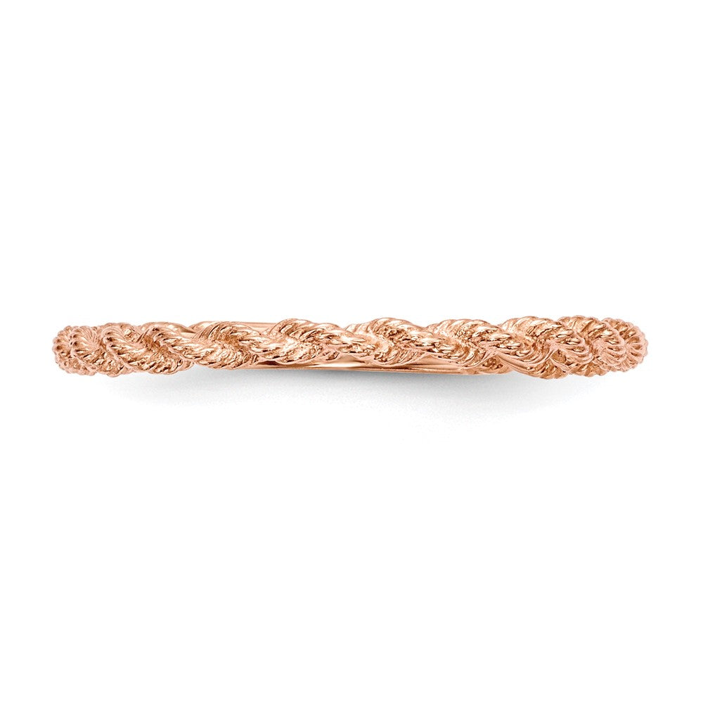 14K Roségold Ring mit poliertem gedrehtem Seil-Design