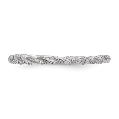 14K Weißgold Ring, poliert, gedreht, Seildesign